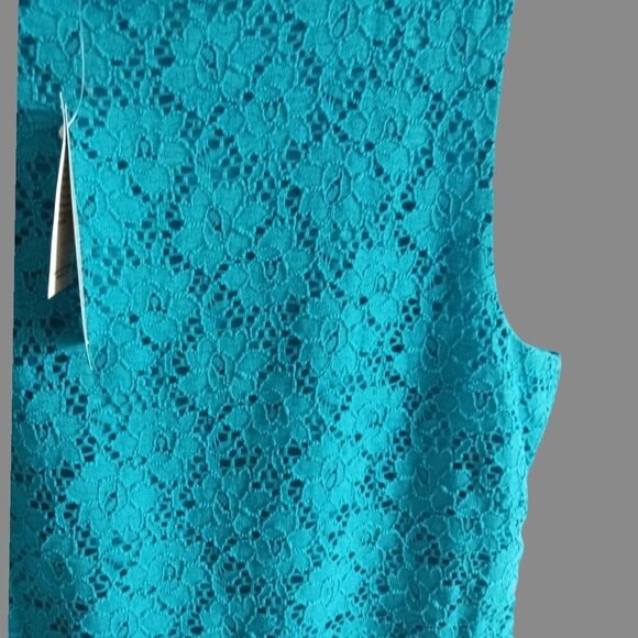 Jennie & Marlis Petite Turquoise Lace Sleeveless Top Petite Large - Picture 7 of 11